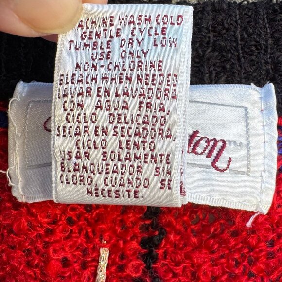 Worthington Vintage Old Money Red Plaid Button-Up Boucle Knit Cardigan Sweater M - Picture 11 of 12